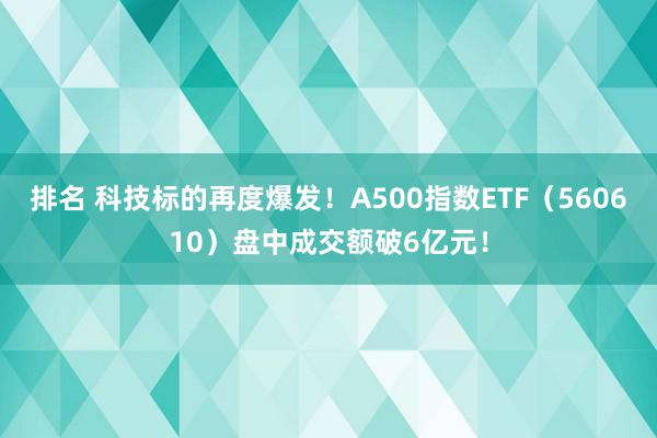 排名 科技标的再度爆发！A500指数ETF（560610）盘中成交额破6亿元！