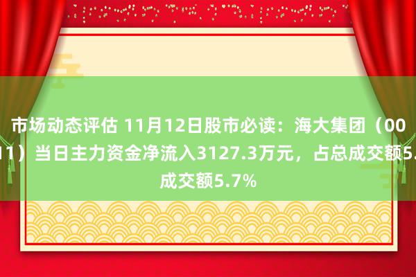 市场动态评估 11月12日股市必读：海大集团（002311）当日主力资金净流入3127.3万元，占总成交额5.7%