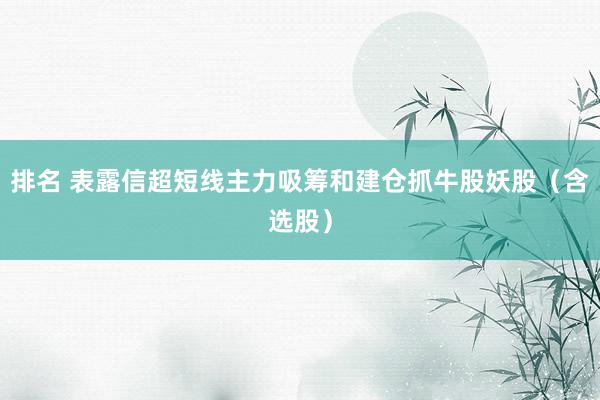 排名 表露信超短线主力吸筹和建仓抓牛股妖股（含选股）