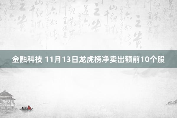 金融科技 11月13日龙虎榜净卖出额前10个股