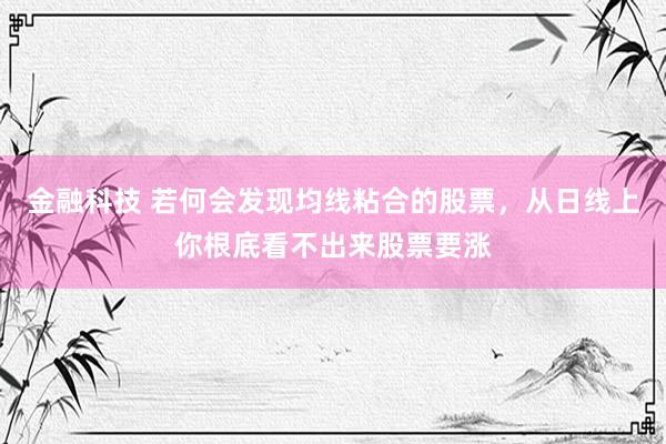 金融科技 若何会发现均线粘合的股票，从日线上你根底看不出来股票要涨