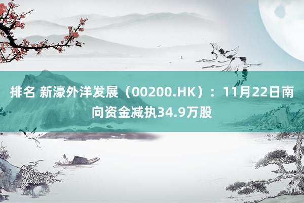 排名 新濠外洋发展（00200.HK）：11月22日南向资金减执34.9万股