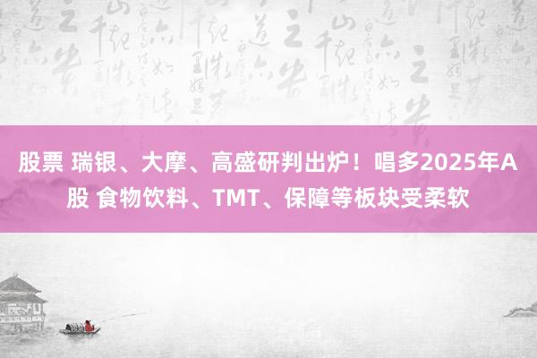 股票 瑞银、大摩、高盛研判出炉！唱多2025年A股 食物饮料、TMT、保障等板块受柔软