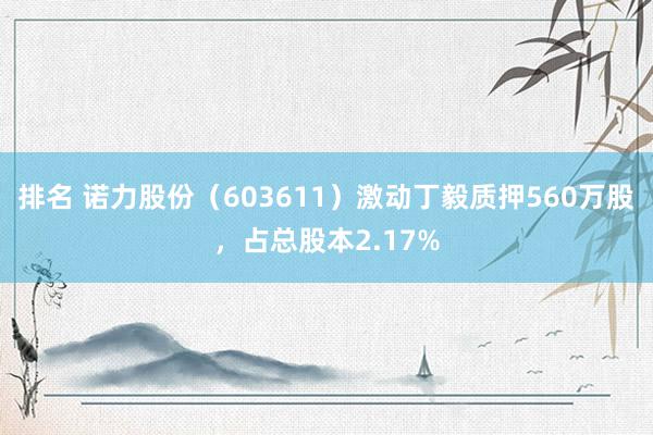 排名 诺力股份（603611）激动丁毅质押560万股，占总股本2.17%