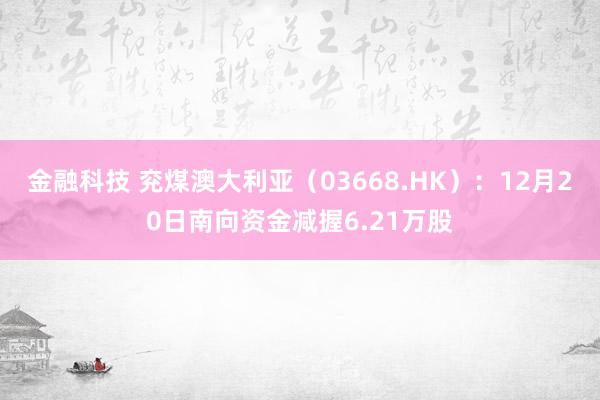 金融科技 兖煤澳大利亚（03668.HK）：12月20日南向资金减握6.21万股