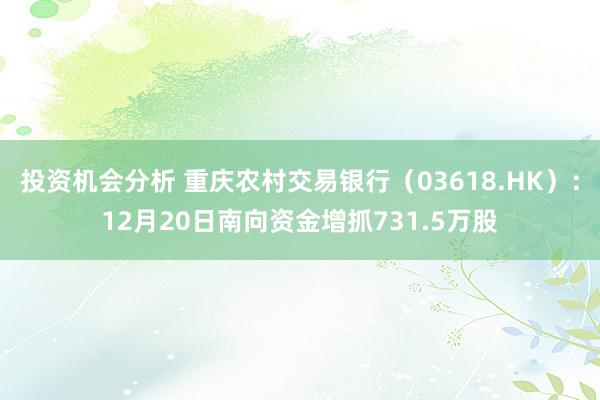 投资机会分析 重庆农村交易银行（03618.HK）：12月20日南向资金增抓731.5万股