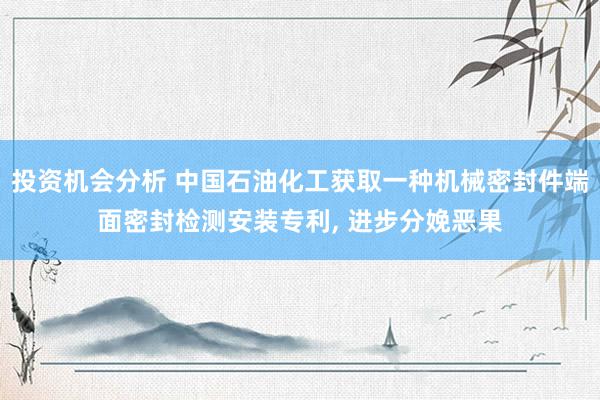 投资机会分析 中国石油化工获取一种机械密封件端面密封检测安装专利, 进步分娩恶果