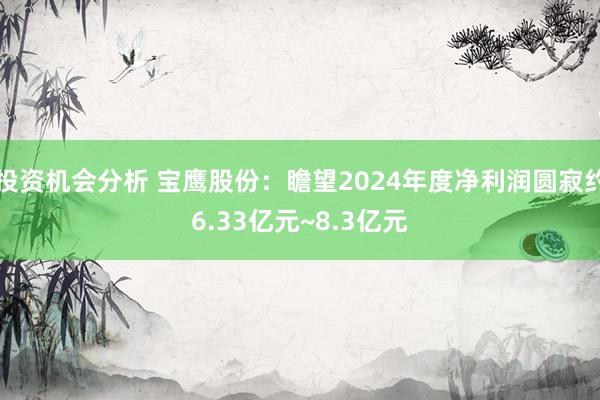 投资机会分析 宝鹰股份：瞻望2024年度净利润圆寂约6.33亿元~8.3亿元