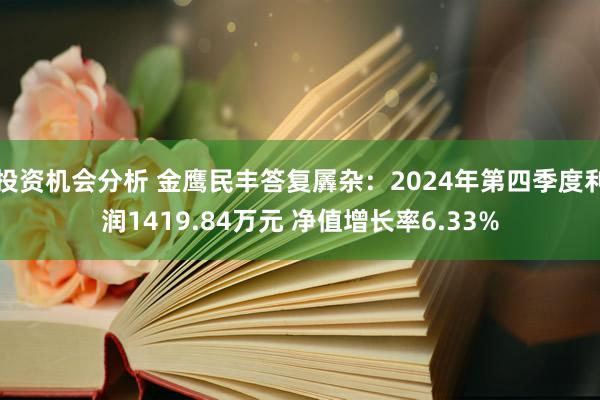 投资机会分析 金鹰民丰答复羼杂：2024年第四季度利润1419.84万元 净值增长率6.33%