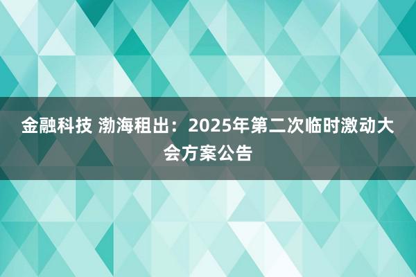 金融科技 渤海租出：2025年第二次临时激动大会方案公告